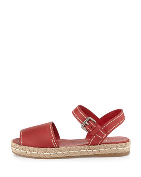 prada espadrille sandals|Prada espadrille flat sandals scarlatto.